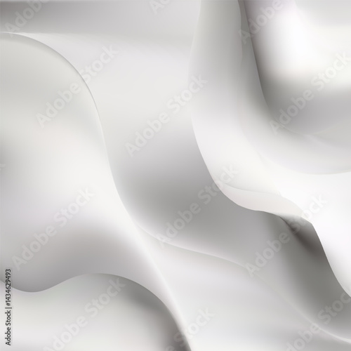 Soft shadows, white voluminous wavy forms smoothly flow into each other, creating a delicate and elegant three-dimensional space. Eps 10