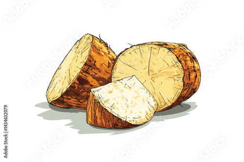 Cut of taro slice isolated