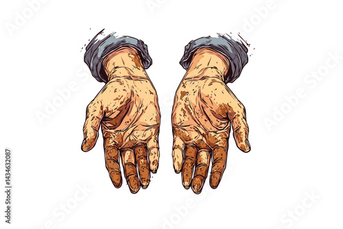 Dirty man hands cleanser isolated