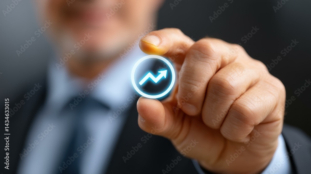 A businessman showcases an investment icon, emphasizing the importance of diverse financial portfolios in modern markets.