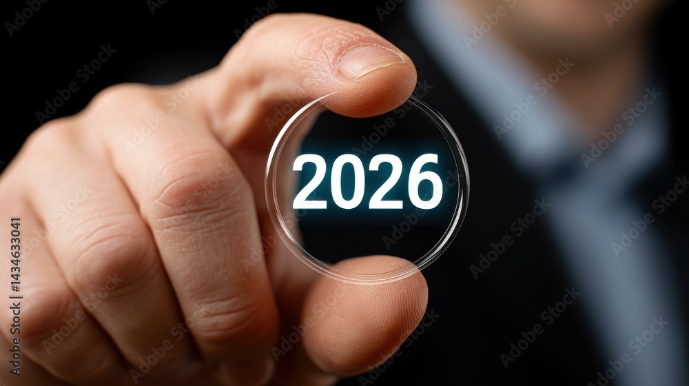 A businessman engages with a digital target symbol, representing strategic goals for 22 and future business planning.