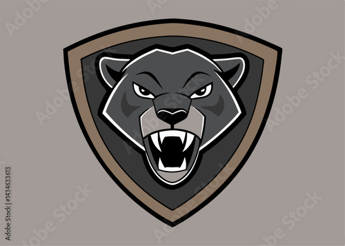 Heraldic Emblem: A fierce and imposing illustration of a bear's head, emblazoned within a shield, representing strength and protection.