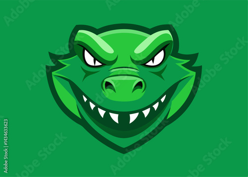 Green Dragon Mascot:  This  illustration portrays a fierce green dragon, a fearsome and mythical creature,  ready to unleash its power, as a vibrant mascot. Its eyes are sharp, and teeth are bared.