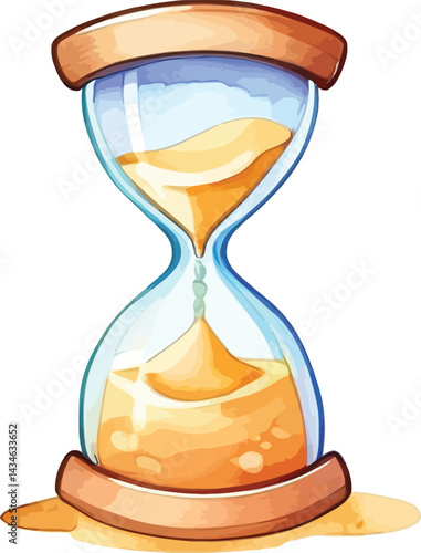 Watercolor Sand Timer Elegant Time Symbol For Vector Art Deadline Concepts And Antique Decoration Projects