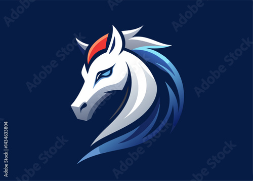 Majestic Horse Emblem: A captivating horse emblem, rendered in vibrant colors, commands attention against a deep blue backdrop, symbolizing strength and grace.