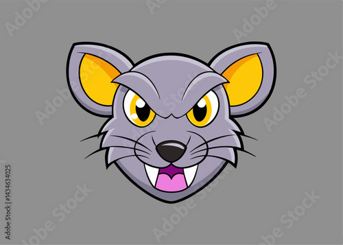 Furious Mouse: An expressive cartoon mouse with a fierce glare, showcasing pointed teeth and an intense emotion, ready to capture attention 