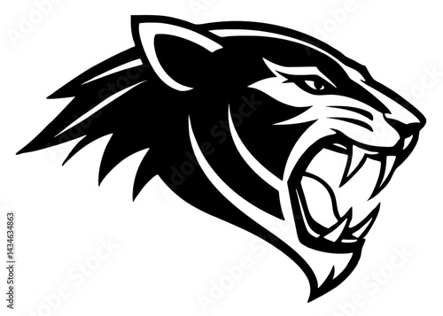 Fierce Cougar Emblem: A captivating depiction of a snarling cougar, expertly rendered in a bold, minimalist style, conveying strength, power, and untamed spirit. 