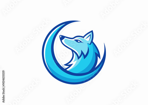Crescent Moon Wolf Logo: A captivating emblem featuring a stylized wolf silhouette elegantly positioned within a crescent moon, evoking a sense of mystical allure and artistic finesse.