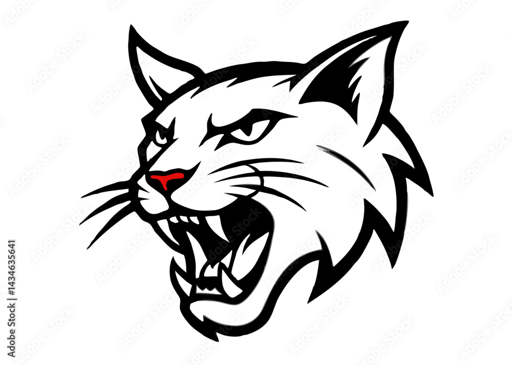Fototapeta premium The Roar of the Wildcat: A striking vector illustration captures the essence of the wildcat's untamed spirit, featuring a bold design and menacing expression.