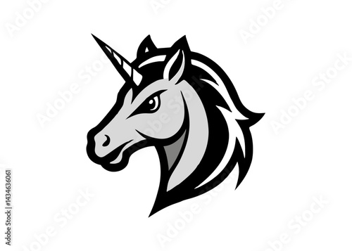 Mystical Unicorn Icon: A striking monochrome emblem of a unicorn, symbolizing purity, grace, and the allure of myth.