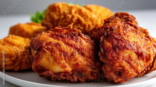 Obraz na płótnie Crispy fried chicken and nuggets served hot, perfect for a quick meal or snack. A delicious choice for fast food lovers. w salonie
