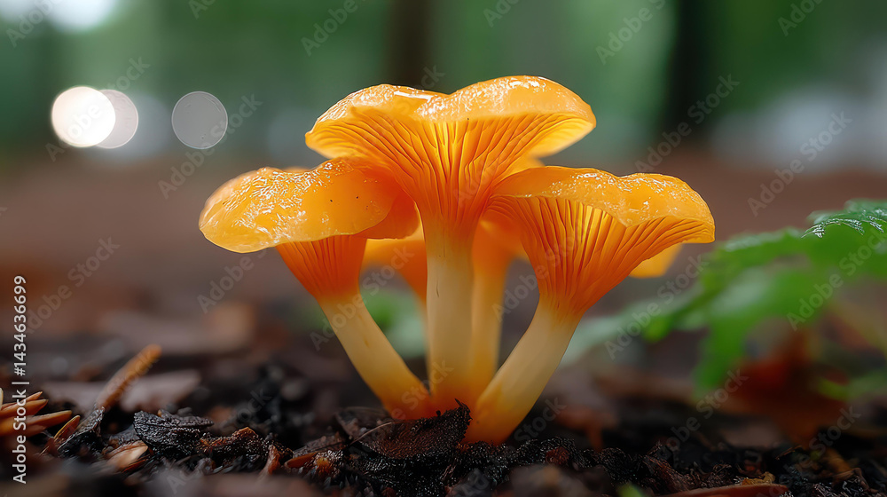 Experience the beauty of chanterelle mushrooms nestled in a lush forest, showcasing their vibrant colors and unique textures.