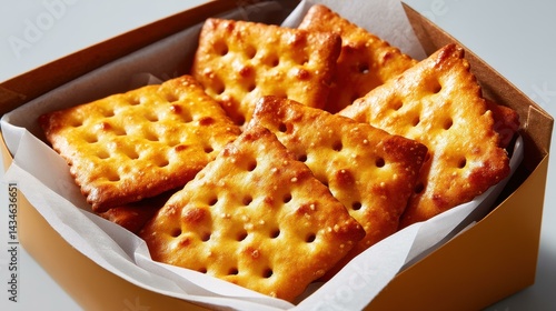 Obraz na płótnie Enjoy the crispy delight of wholesome crackers, made from organic whole wheat and a touch of sea salt for the perfect snack. w salonie