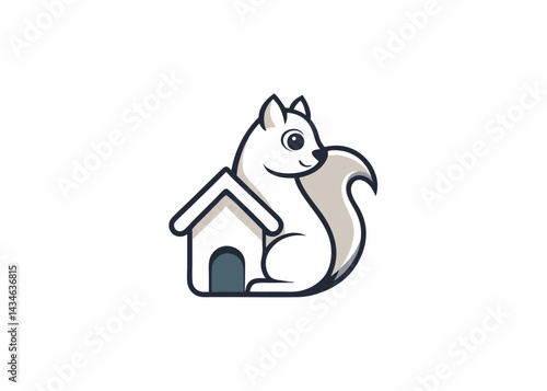 Squirrel's Dream Home: A whimsical illustration of a cheerful squirrel next to a cozy house, symbolizing security and belonging. 