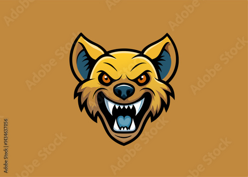 Fierce Hyena Mascot: A powerful and intimidating mascot in the form of a hyena with a menacing grin, sharp teeth, and intense eyes, ready to unleash its fierce energy.