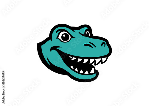 Playful Dinosaur: A delightful cartoon depiction of a cheerful dinosaur's head, radiating joy and embodying the wonder of the prehistoric era. 
