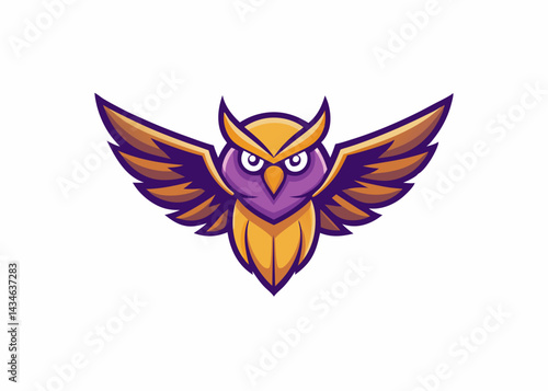 Wise Owl Illustration: An illustration of a majestic owl with outstretched wings, its piercing eyes filled with wisdom and a regal bearing. The owl, a symbol of knowledge and insight.