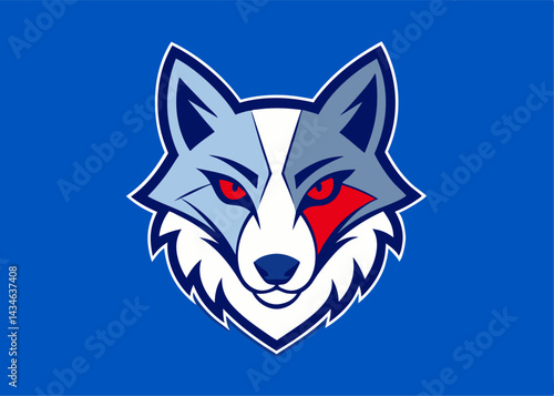 Fox Head: A captivating emblem of a cunning fox, its piercing gaze and bold features are set against a backdrop of vibrant blue