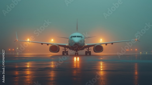 Obraz na płótnie Airplane Ready for Takeoff, Aviation, Travel, Airport, Jet, Aircraft Photography w salonie
