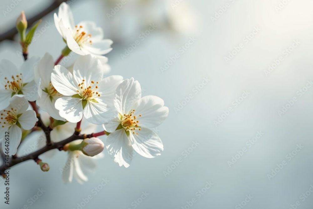 Obraz premium Delicate white blossom against pure white backdrop, wild, wildflower