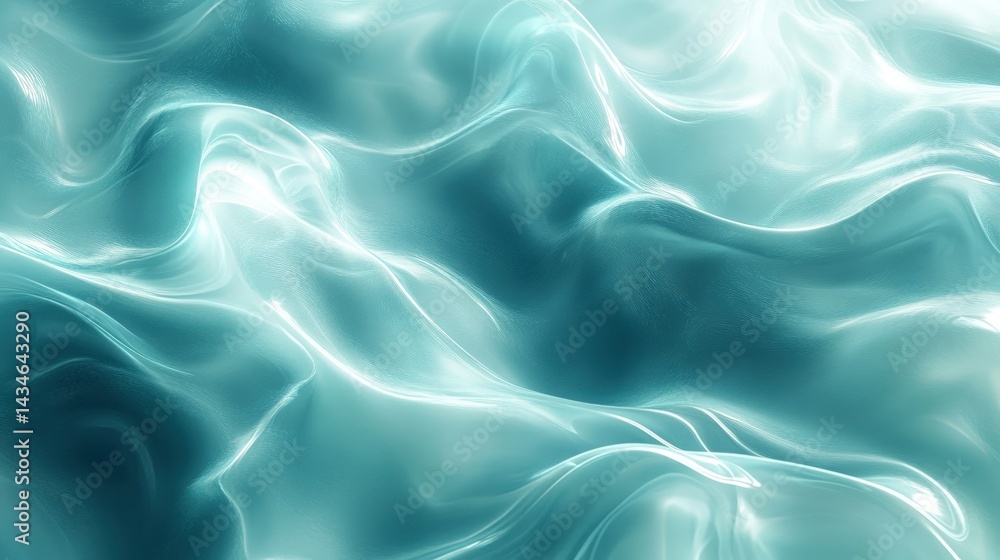 Fototapeta premium Abstract teal liquid flowing, smooth and wavy