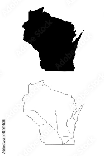 Wisconsin State Border With Interstate Highway Lines