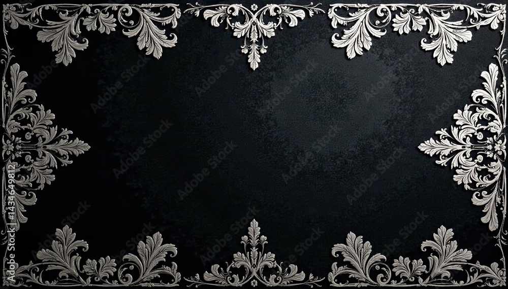 Intricate floral damask pattern in elegant silver on black , arabesque, luxury Intricate floral damask pattern in elegant silver on black , arabesque, luxury