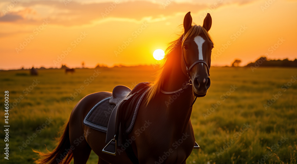 Fototapeta premium horse in sunset