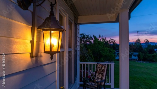 Wallpaper Mural A porch light glowing in the evening outside a quiet home - Loneliness Torontodigital.ca