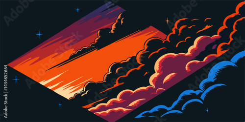 Abstract Sunset Cloudscape Illustration