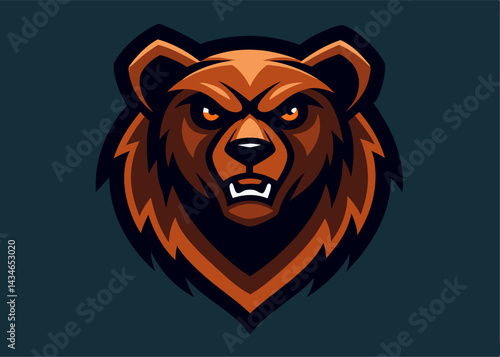 Fierce Bear Face: A stylized portrait of a formidable bear head, showcasing its intense gaze and powerful presence.