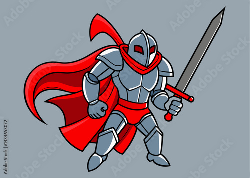 Knight in Armor: A valiant knight, fully clad in shining armor, stands ready with his sword in hand. Ready for adventure, heroism, and medieval fantasy. 