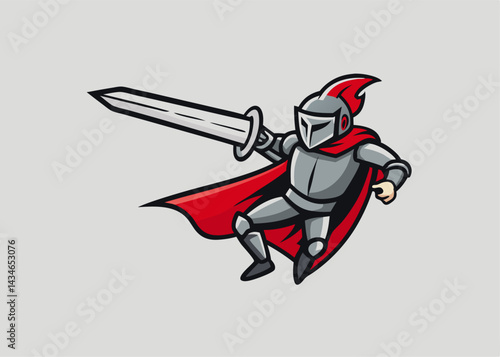 The Valiant Knight: A brave knight stands poised with sword. His attire exudes strength and valor, embodying the spirit of chivalry.