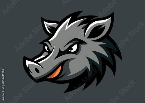  Fierce Wild Boar Illustration: A menacing wild boar illustration against a solid background, with sharp tusks and an intense gaze, representing a sense of wildness and resilience.