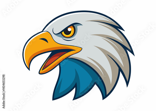 Majestic Eagle Emblem: A striking eagle head emblem with intense eyes, formidable beak, and a symbol of strength, focus, determination.