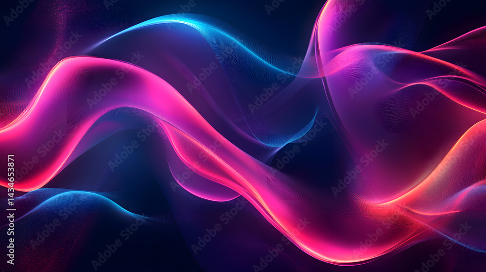 Abstract Wave: A mesmerizing display of fluid, neon-hued waves that ebb and flow across a deep, dark background, evoking a sense of motion and energy. Abstract Wave: A mesmerizing display of fluid, neon-hued waves that ebb and flow across a deep, dark background, evoking a sense of motion and energy.