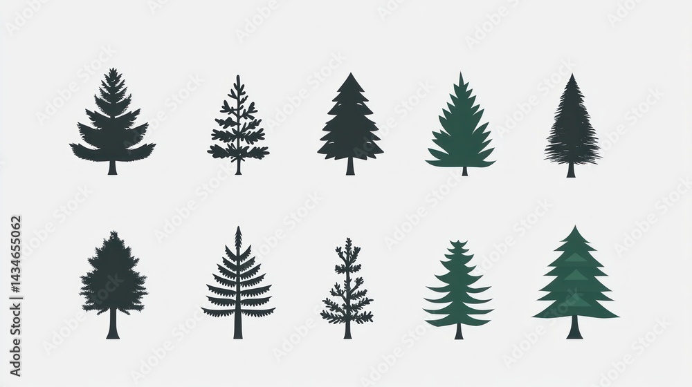 Obraz premium Simple Tree Icons Collection (9)