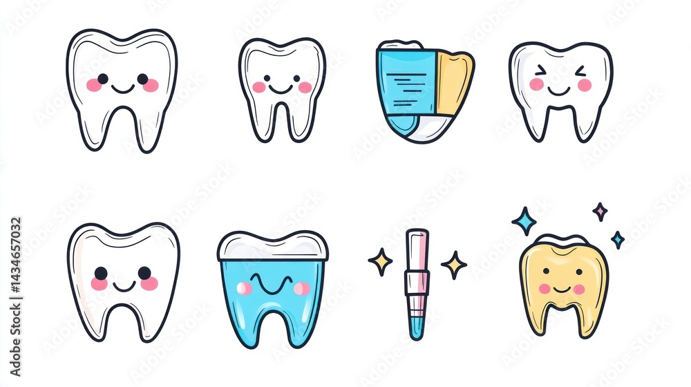Cute Teeth Illustrations for Dental Care Cute Teeth Illustrations for Dental Care