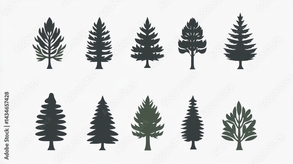 Fototapeta premium Forest Tree Silhouettes Collection (2)