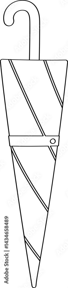 Obraz premium Lined Closed Umbrella Hand Drawn Illustration