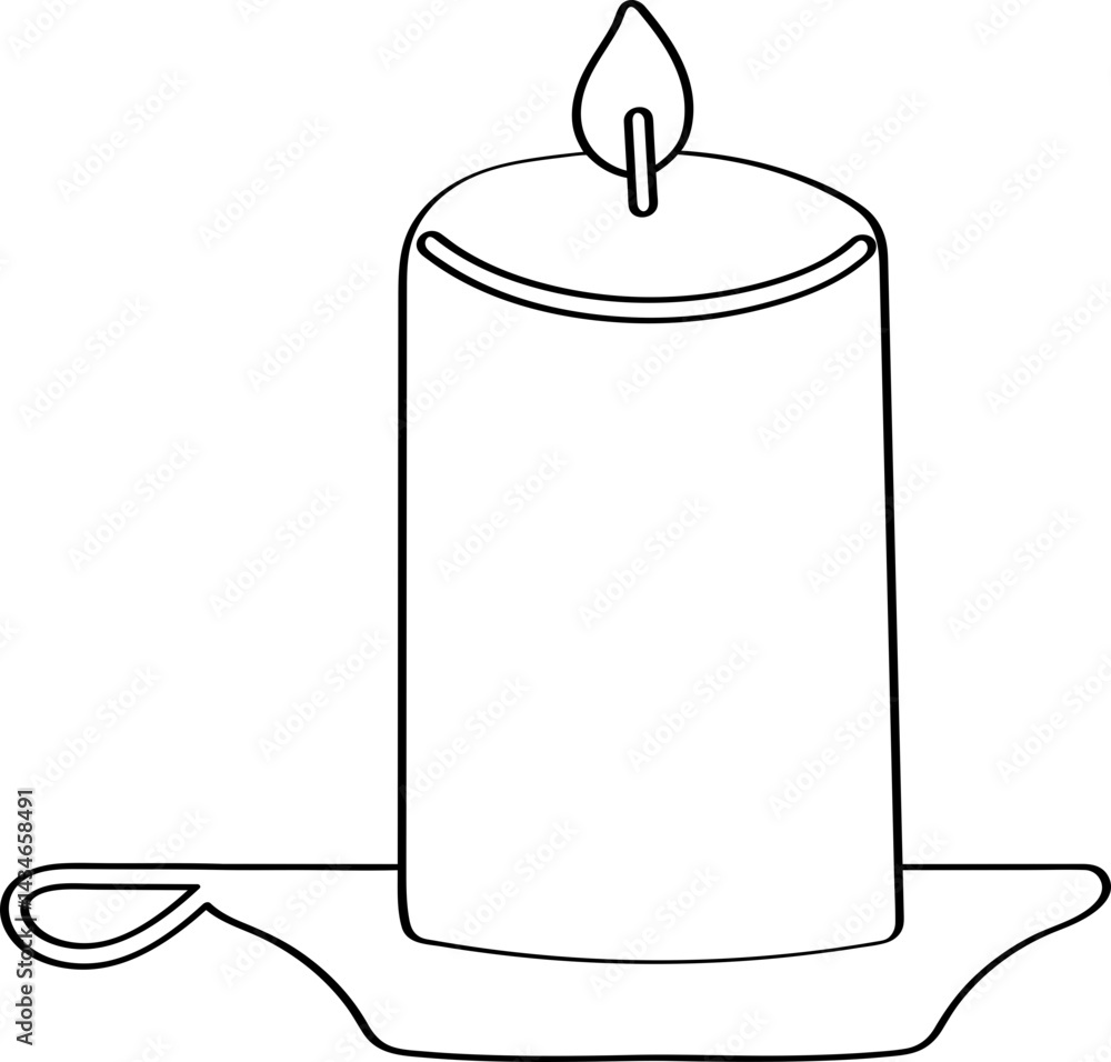 Fototapeta premium Lined Historical Candle Light Hand Drawn