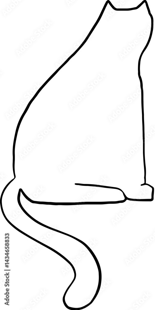 Obraz premium Cute Cartoon Seamless Cat Hand Drawn Illustration