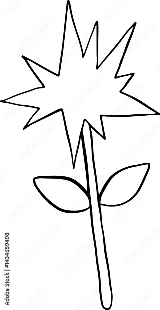 Fototapeta premium Lined Flower Hand Drawn Doodle Blossom