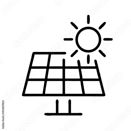 Solar panel icon featuring the sun, representing renewable energy and sustainability in a clean design
