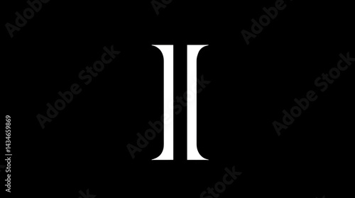 Roman Numeral Two: Elegant stylized roman numeral two in white against a black background. Clean and minimalist design.
