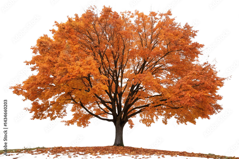 Fototapeta premium Set of autumn Quercus palustris (also called pin oak, swamp oak, or Spanish oak) trees isolated png on a transparent background perfectly cutout