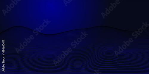 Abstract glowing wave lines on dark blue background. Dynamic wave pattern. Modern flowing wavy lines. Futuristic technology concept. Suit for banner, poster, cover, brochure, flyer, website eps 10