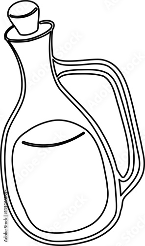 Lined Water Glass Bottle with Handle Hand Drawn