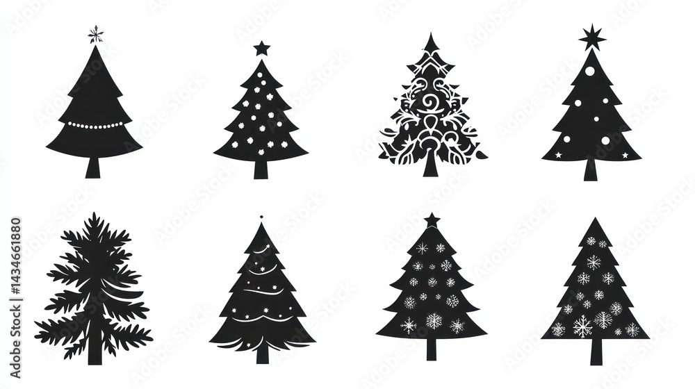 Fototapeta premium Christmas Tree Silhouettes Collection (4)
