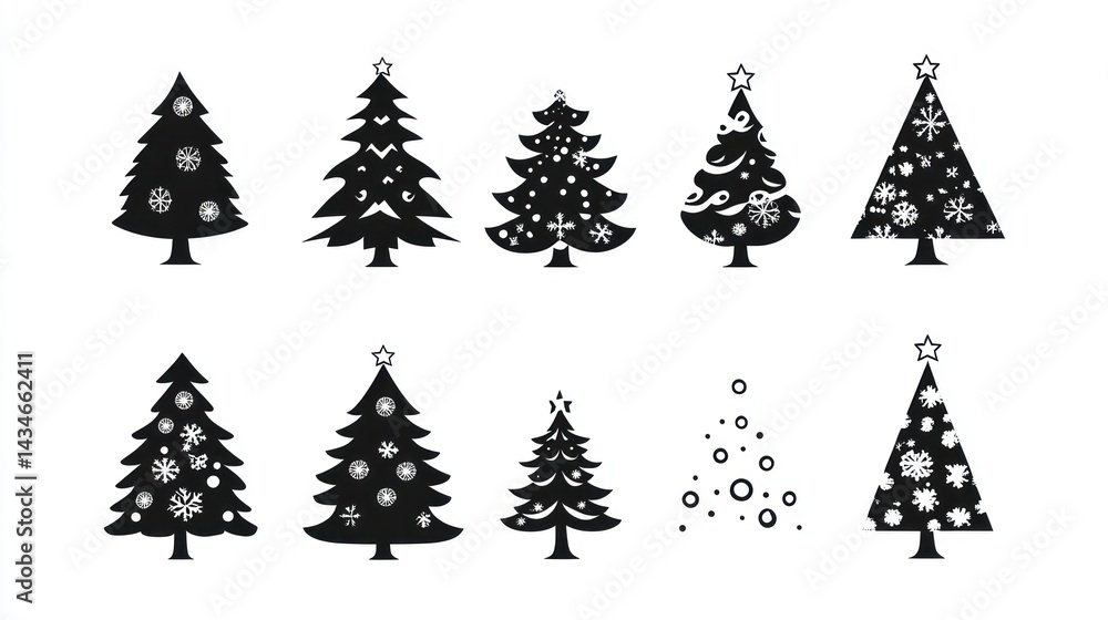 Obraz premium Christmas Tree Silhouettes Collection (2)